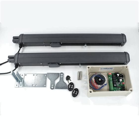 Jasa Pasang Pagar Otomatis Swing Board Gate Kustom Motor DC24V Remote