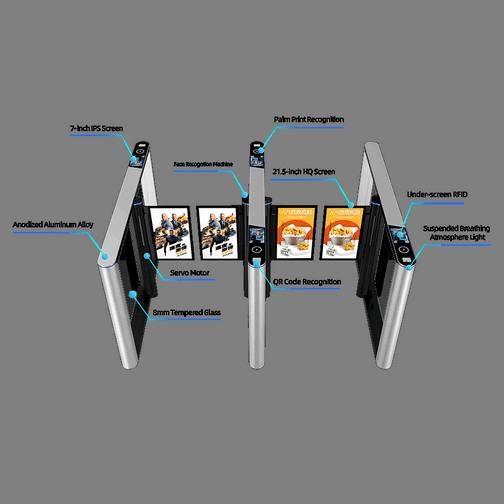 Electronic Swing Turnstile Gate with Smart Card & Biometric Face Access Control