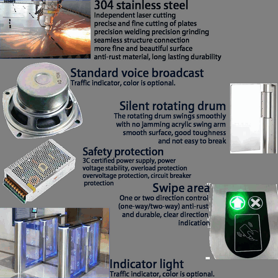 Anti-Collision RFID QR Code Swing Turnstile for Smart City Infrastructure Projects