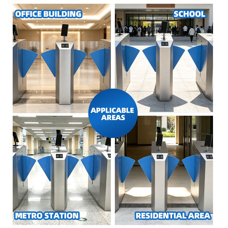 Turnstile Manufacture Card Reader Flap Barrier Face Recognition System for Schools Offices Airport Security Gate