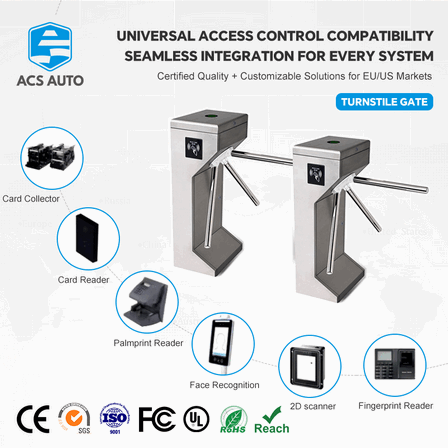 Turnstile Tripod QR Code Face Recognition Mesin Pembatas Sensor Anti Tabrak