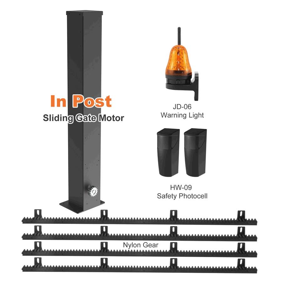 Pagar Otomatis Minimalis Modern Post Sliding Gate Termasuk Rel Gear Rack